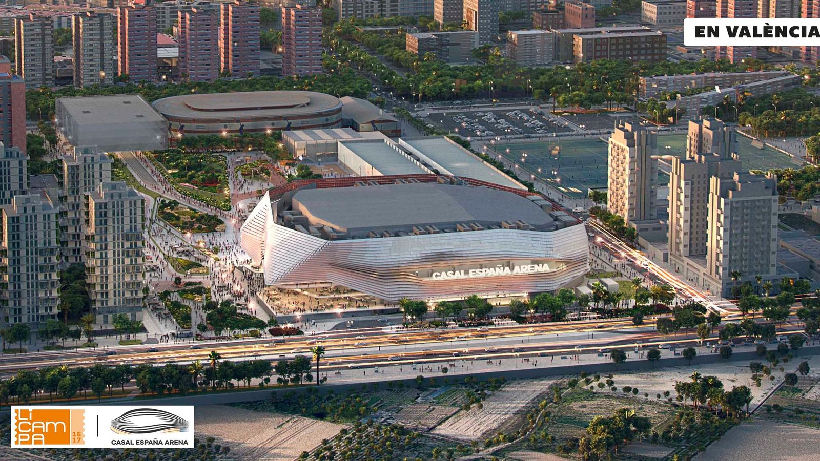 Recreació del nou pavelló València Arena impulsat per l'empresari Juan Roig, que es dirà Casal Espanya Arena.