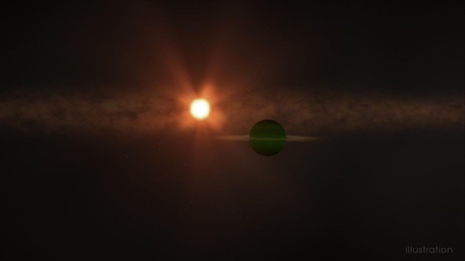 Representació de l'exoplaneta AU Mic b i la seua estrela