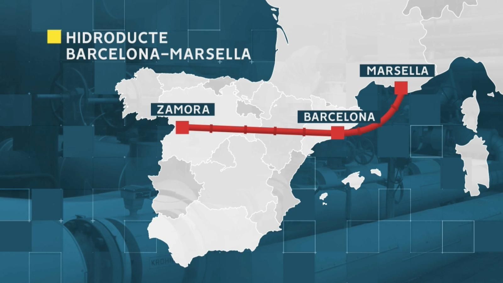 Recorregut del futur corredor d'hidrogen verd que connectarà Portugal i Espanya amb França pel Mediterrani