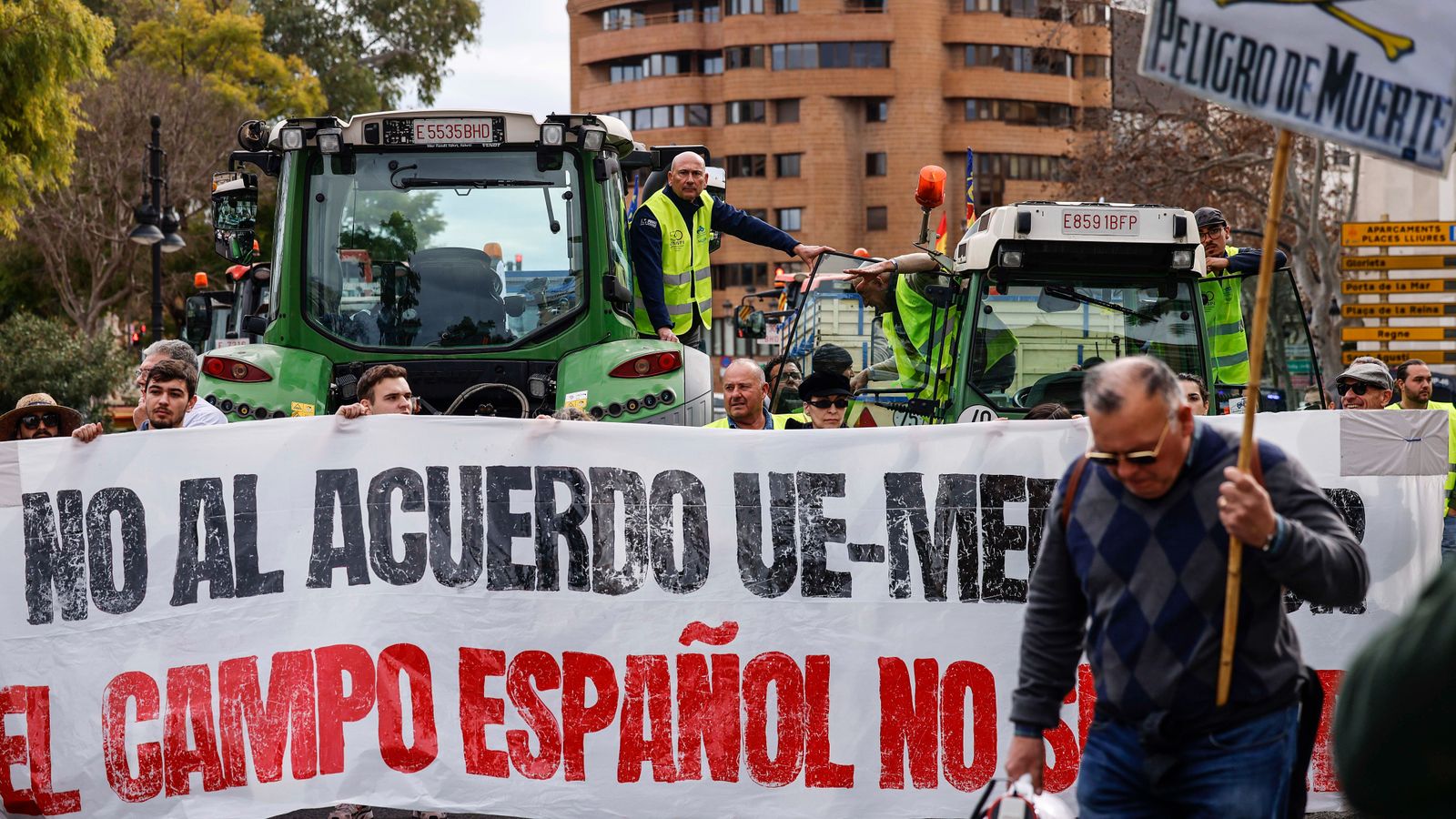 Una protesta del sector agrari contra l'acord de Mercosur celebrada a València en gener