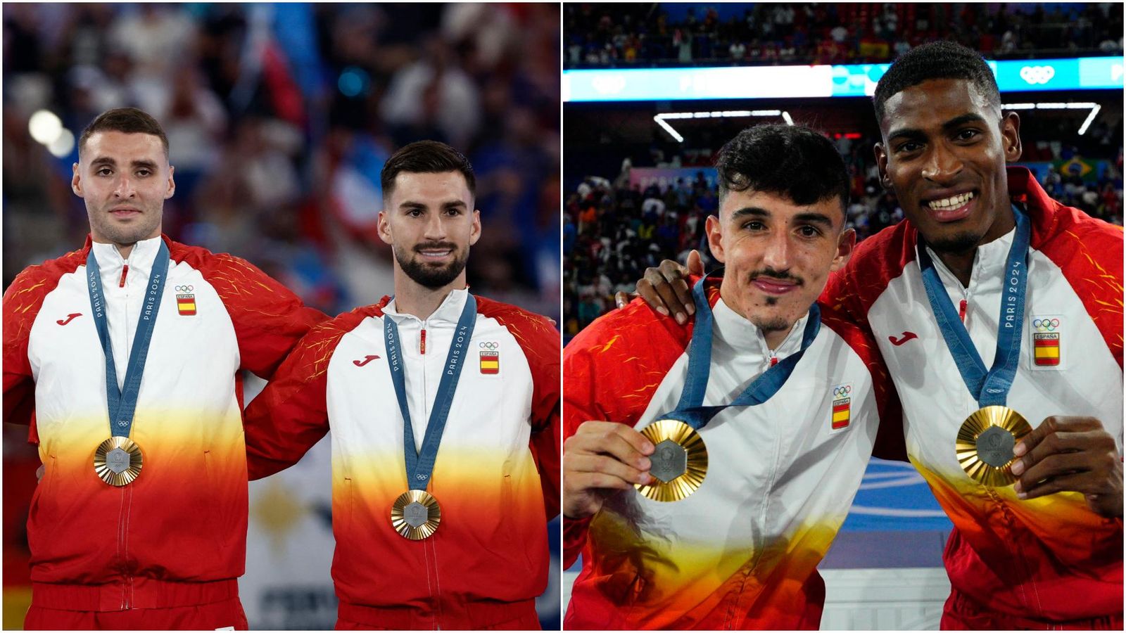 Abel Ruiz, Álex Baena, Diego López i Cristhian Mosquera, amb la medalla d'or