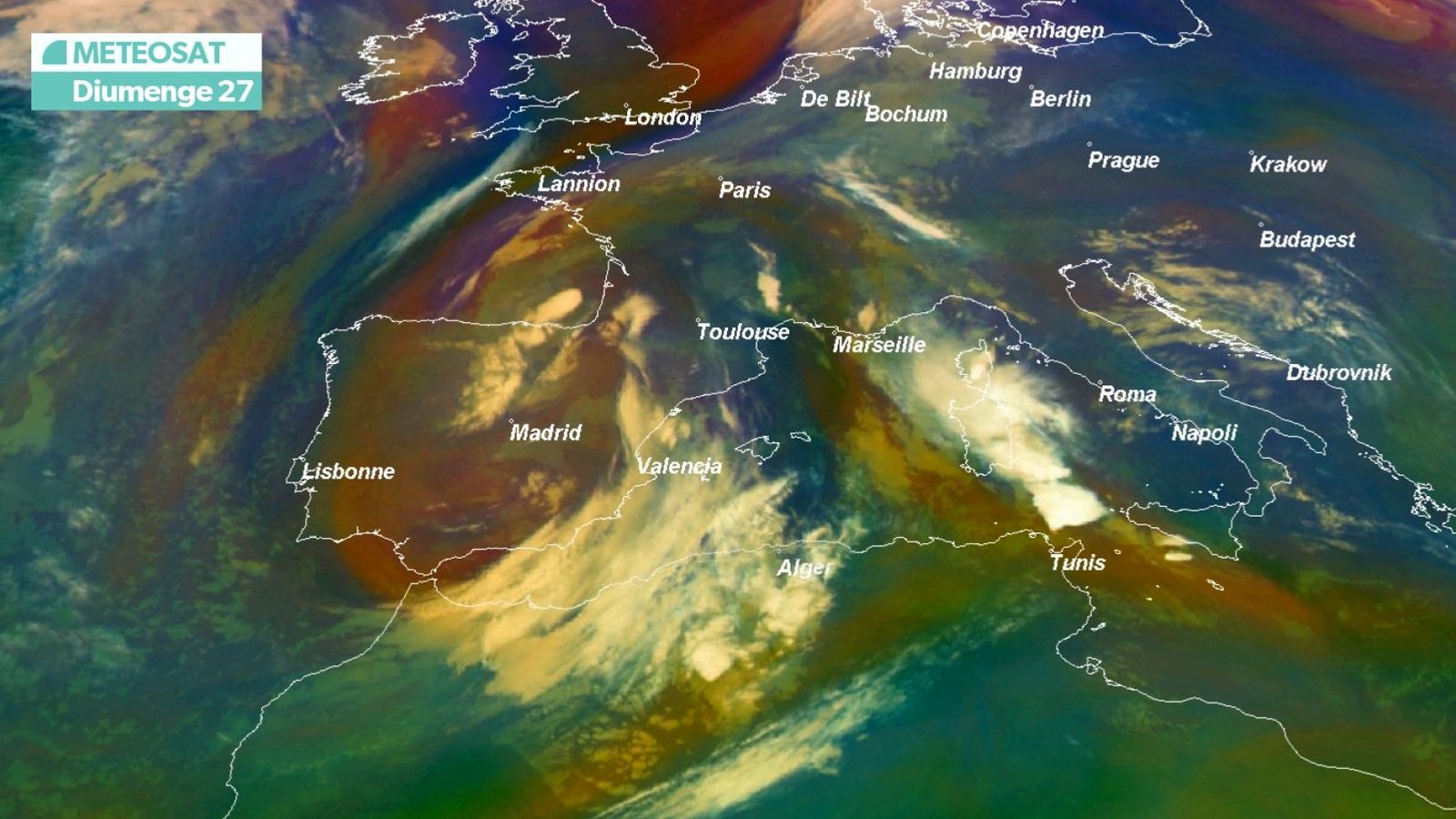 Imatge del Meteosat amb filtre de masses d'aire
