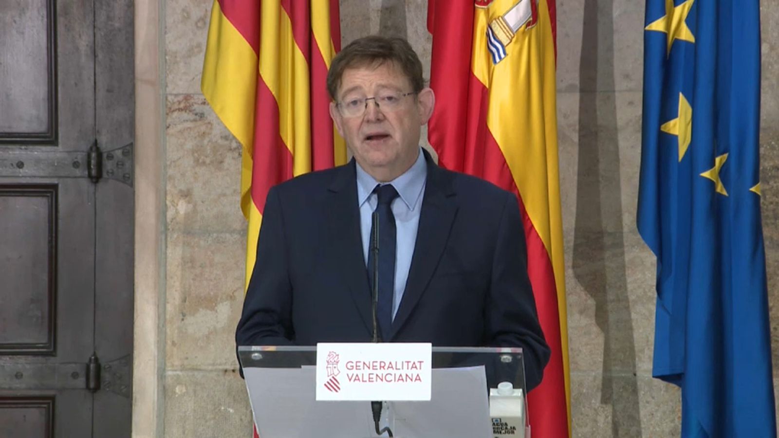 El president del Consell, Ximo Puig, durant una compareixença en el Palau de la Generalitat.