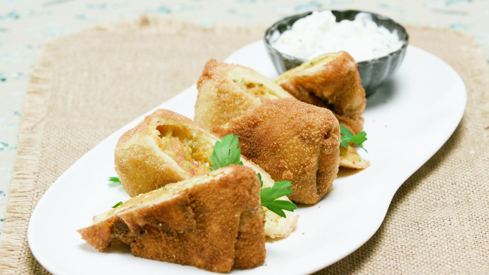 Creps cruixents de verdura i formatge