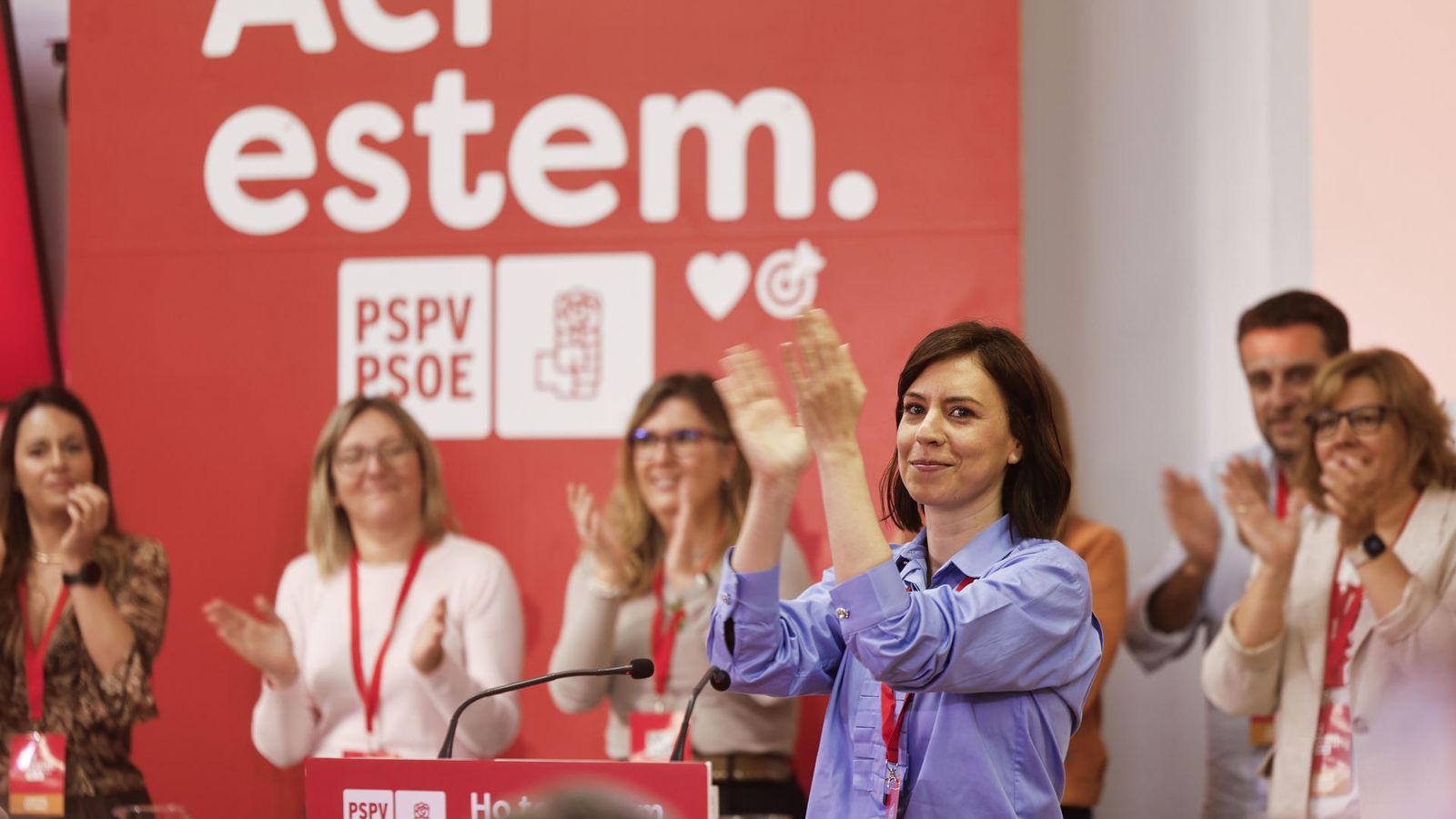 La ministra de Ciència i secretària general del PSPV-PSOE, Diana Morant, intervé durant el Comité Nacional del PSPV-PSOE, este dissabte a València.