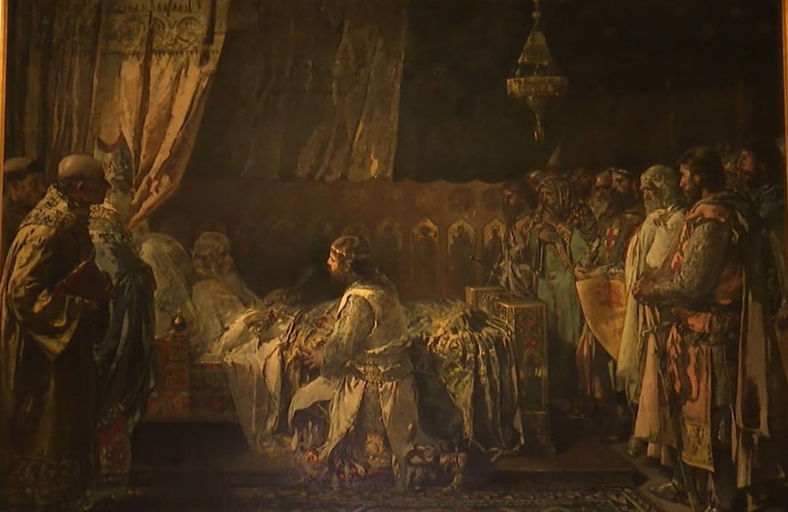 'Últims moments del rei Jaume el Conqueridor, en l'acte d'entrega de la seua espasa al seu fill en Pere', del pintor valencià Ignasi Pinazo