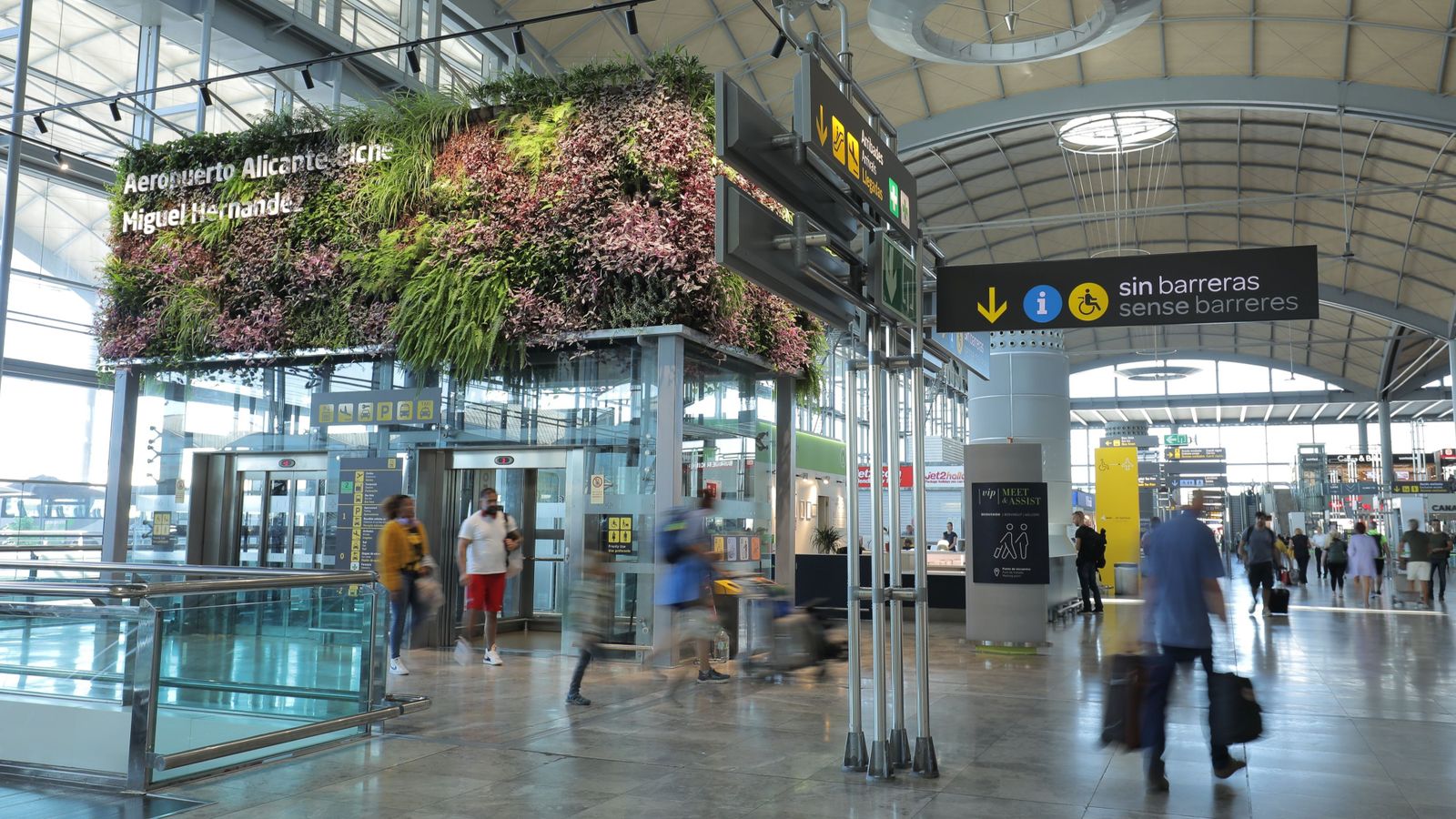 Terminal de l'aeroport d'Alacant-Elx amb passatgers