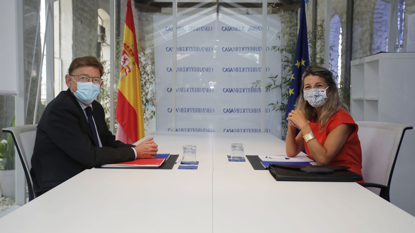 El president de la Generalitat, Ximo Puig, aquest dilluns amb la vicepresidenta segona i ministra de Treball, Yolanda Díaz