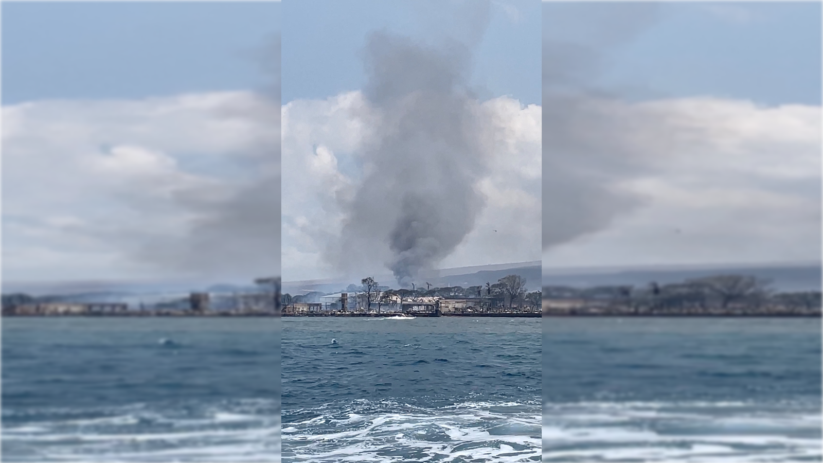 Una columna de fum s'eleva, producte dels incendis en l'illa de Maui