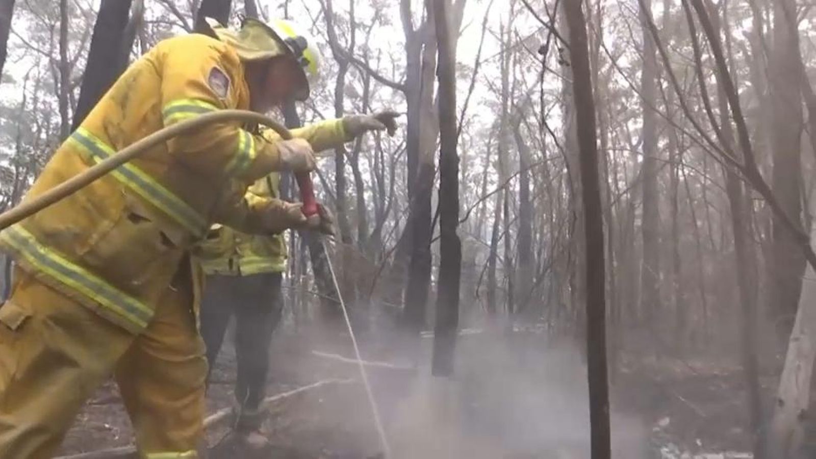 Bombers treballant per a apagar els incendis a Austràlia