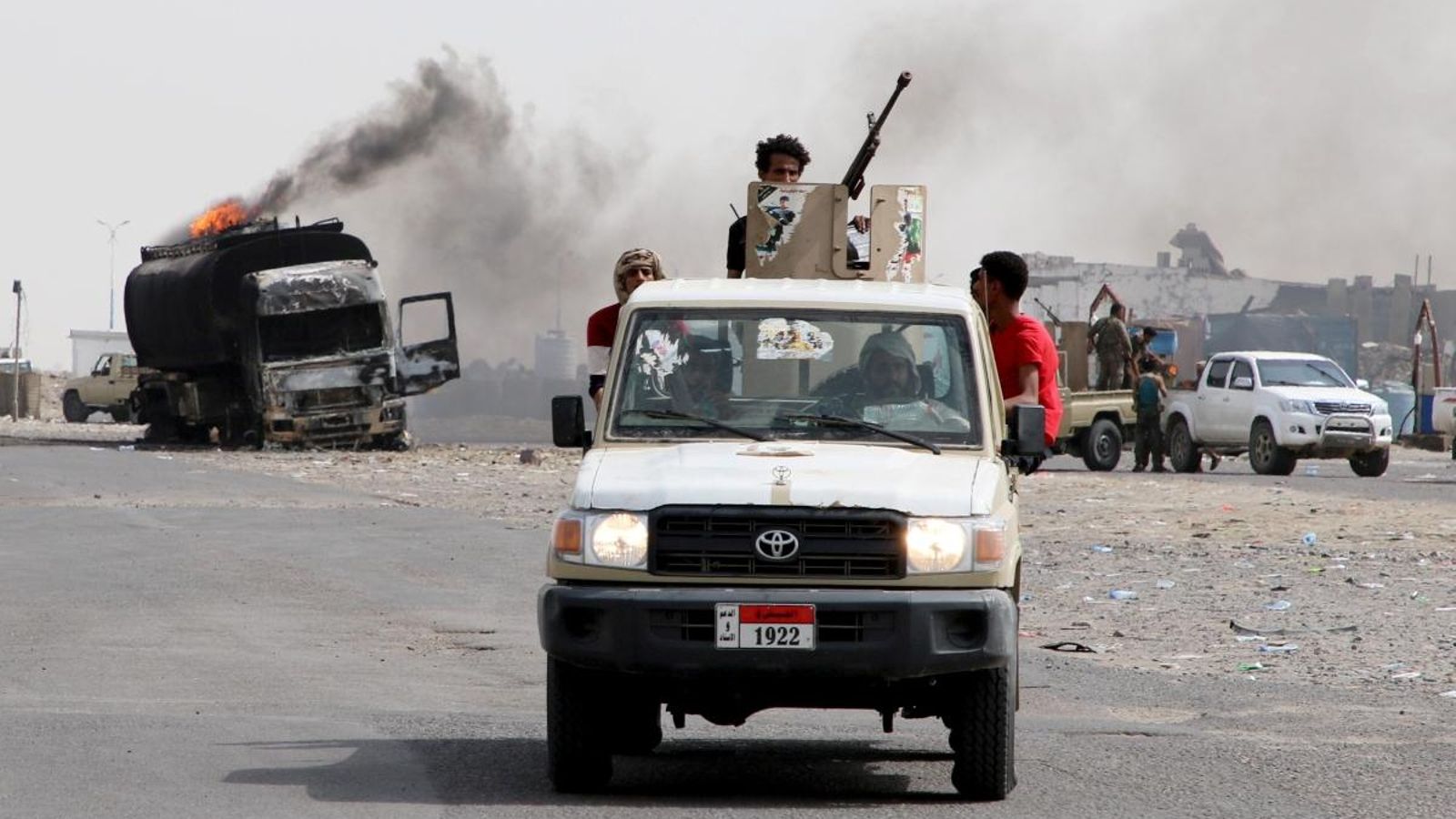 Combatents separatistes durant els enfrontaments amb les forces governamentals a Aden, Iemen, el passat mes d'agost