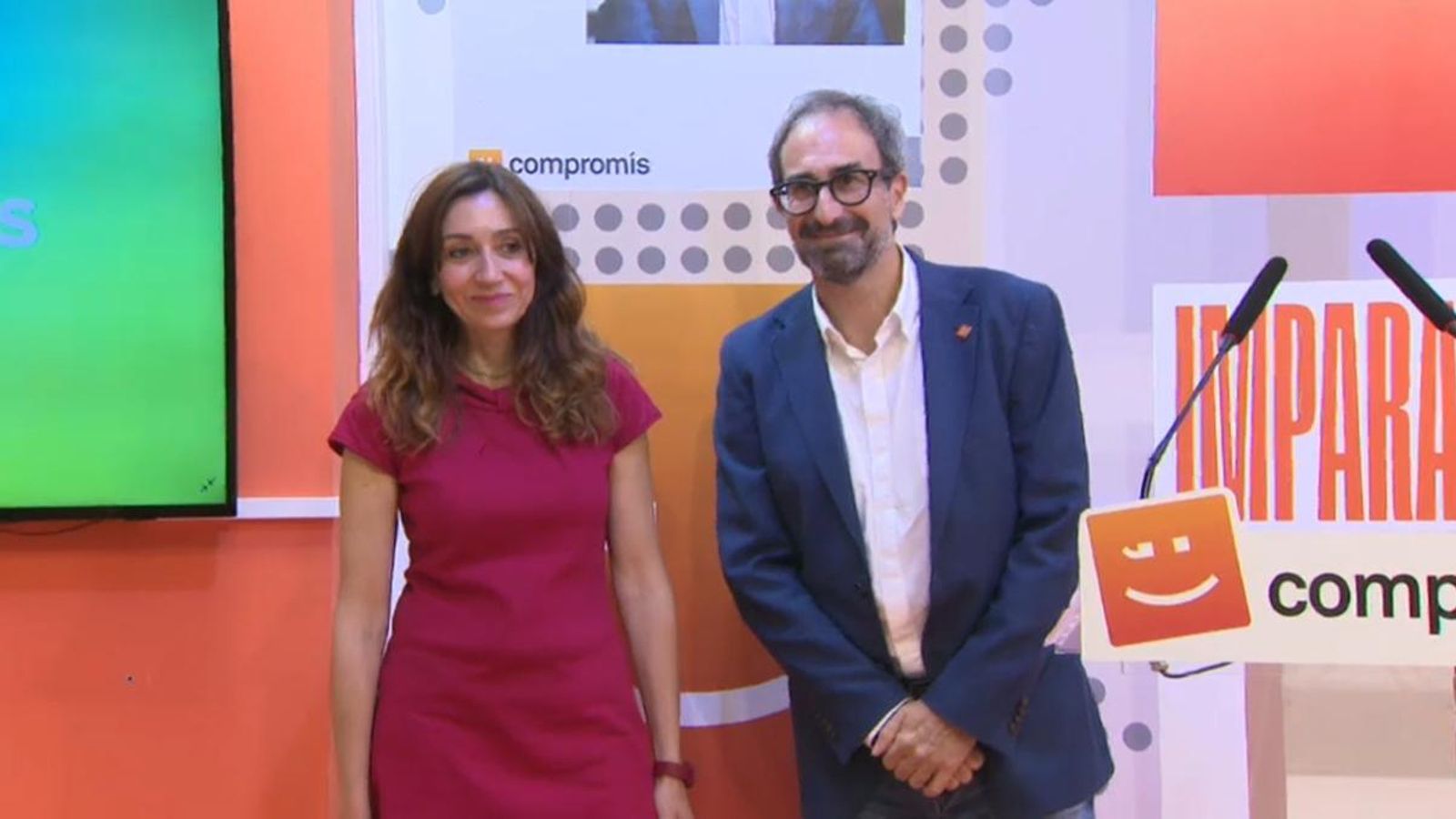 El cap de llista de Compromís, Jordi Sebastià i la candidata número quatre de la coalició Isaura Navarro