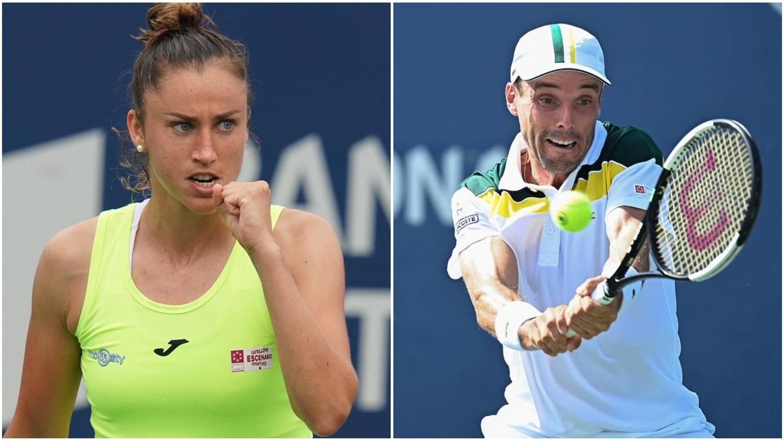 Sara Sorribes i Roberto Bautista, durant els seus respectius partits de huitens de final