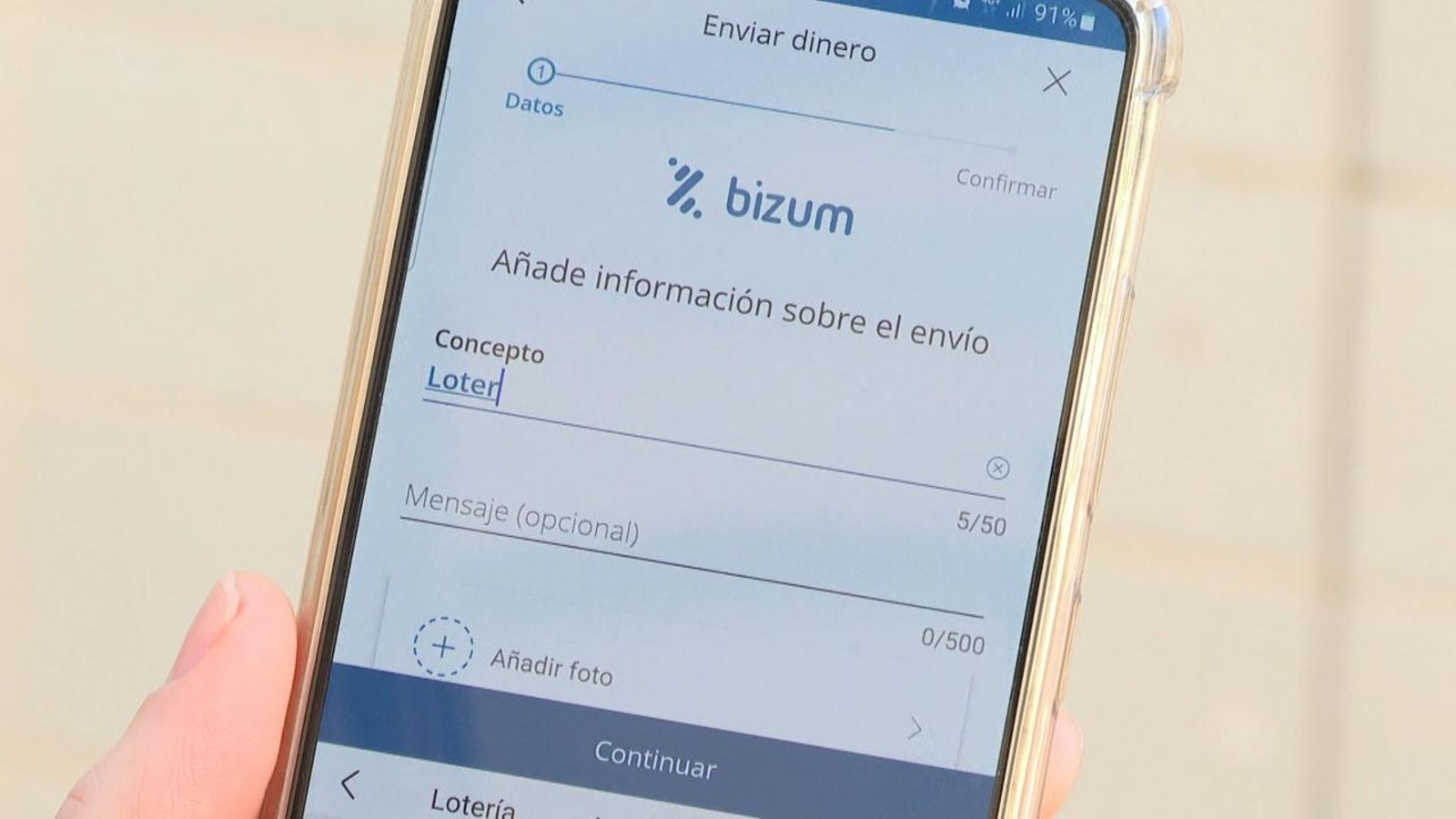 Imatge d'arxiu de l'aplicació de Bizum