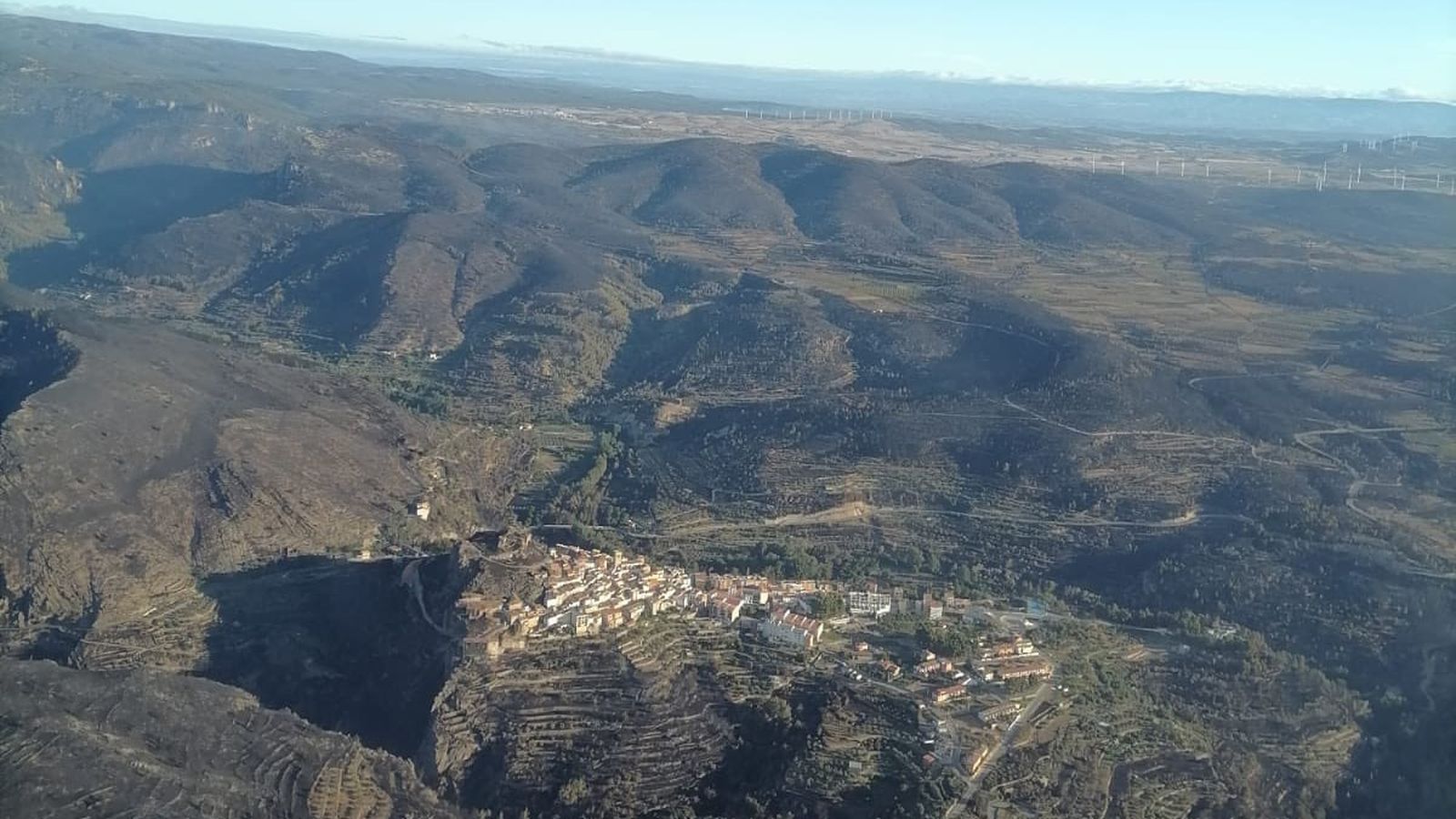 El terme municipal de Begís, devastat per l'incendi forestal