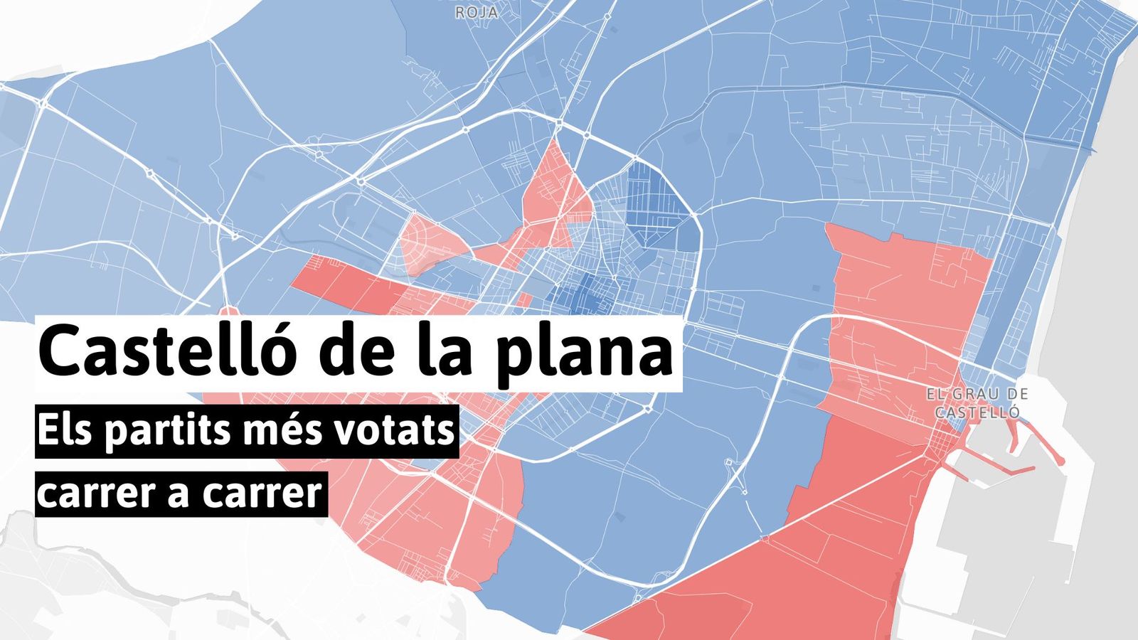 Els partits més votats a Castelló de la Plana, carrer a carrer