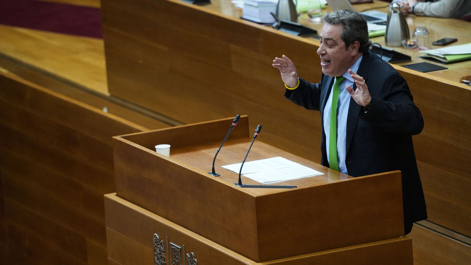 Llanos, síndic de Vox, durant una intervenció en un ple de les Corts de la setmana passada