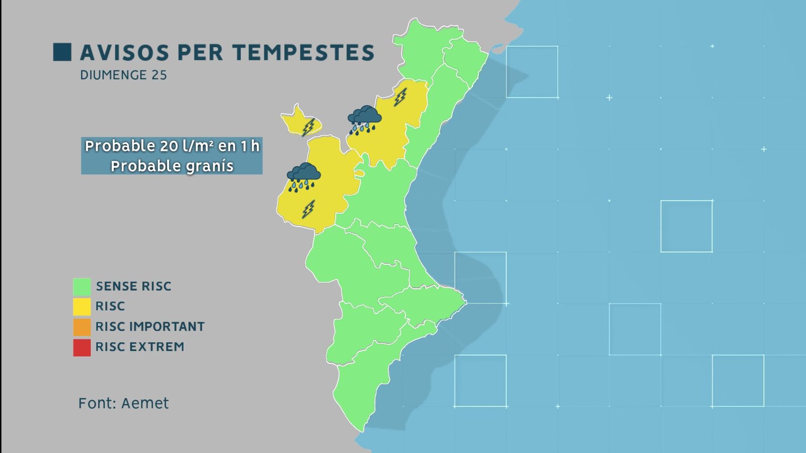 Avisos per tempestes de diumenge 25 d'agost