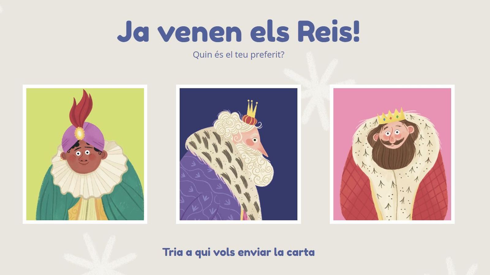 Pàgina web de la campanya "ja venen els reis"