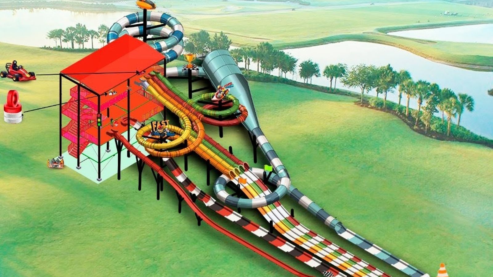 Imatge render d'una de les zones del parc aquàtic Magic Sports