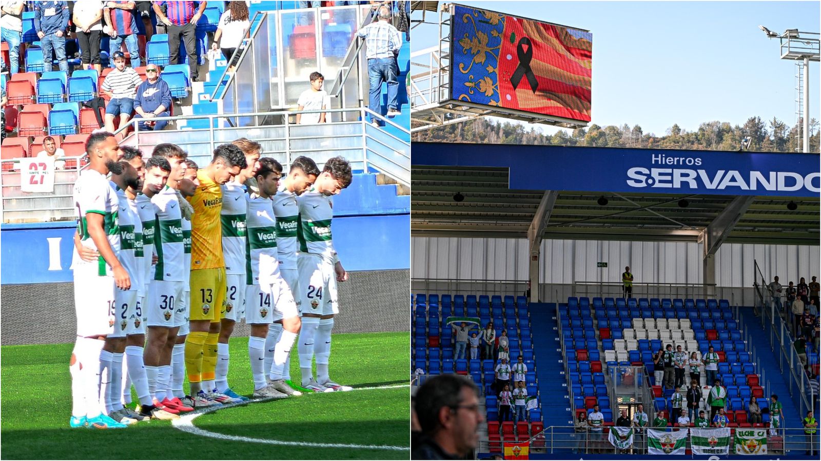 Els jugadors de l'Elx guarden un minut de silenci a Ipurua