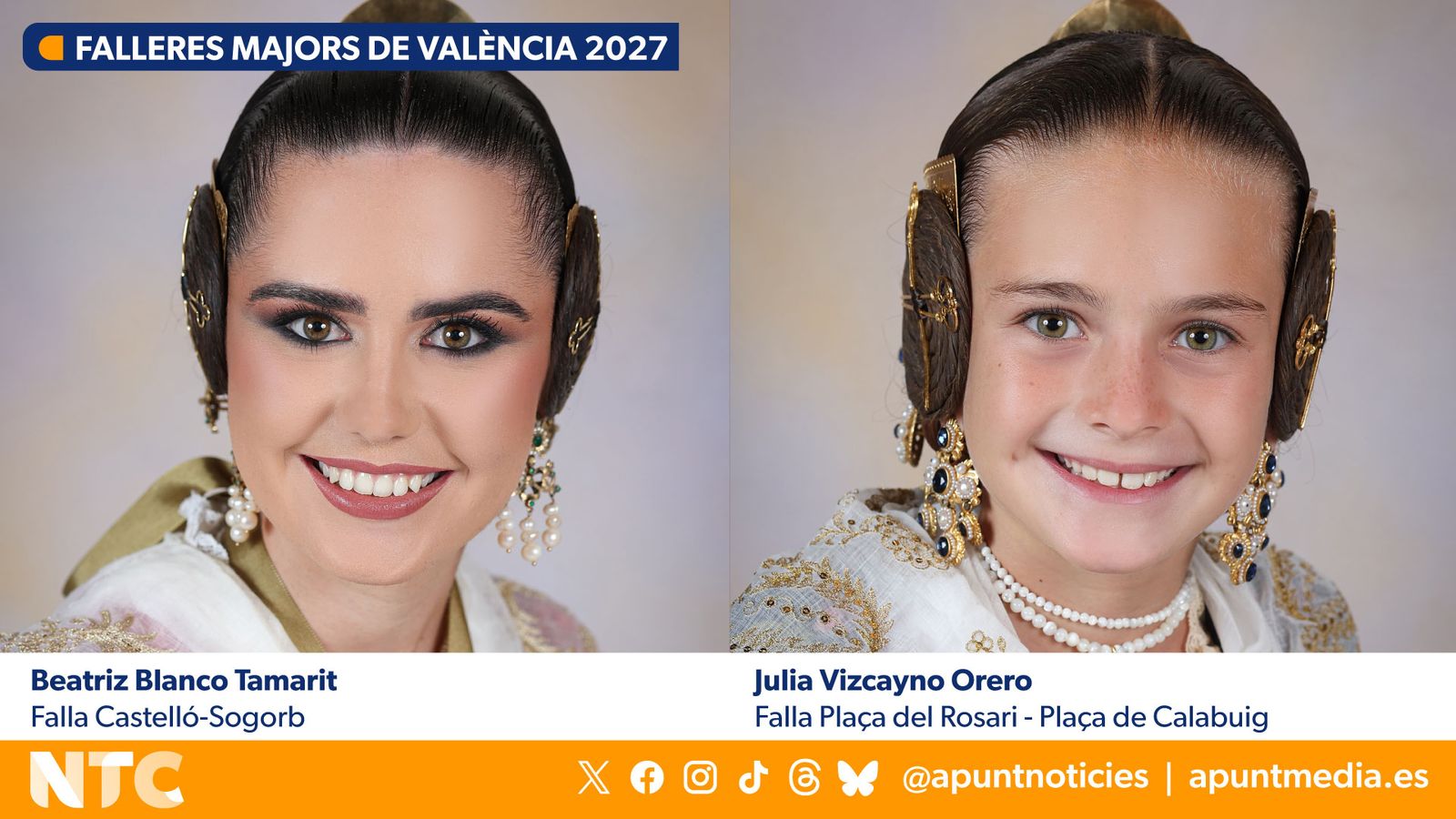 Beatriz Blanco i Julia Vizcayno, falleres majors de València 2027