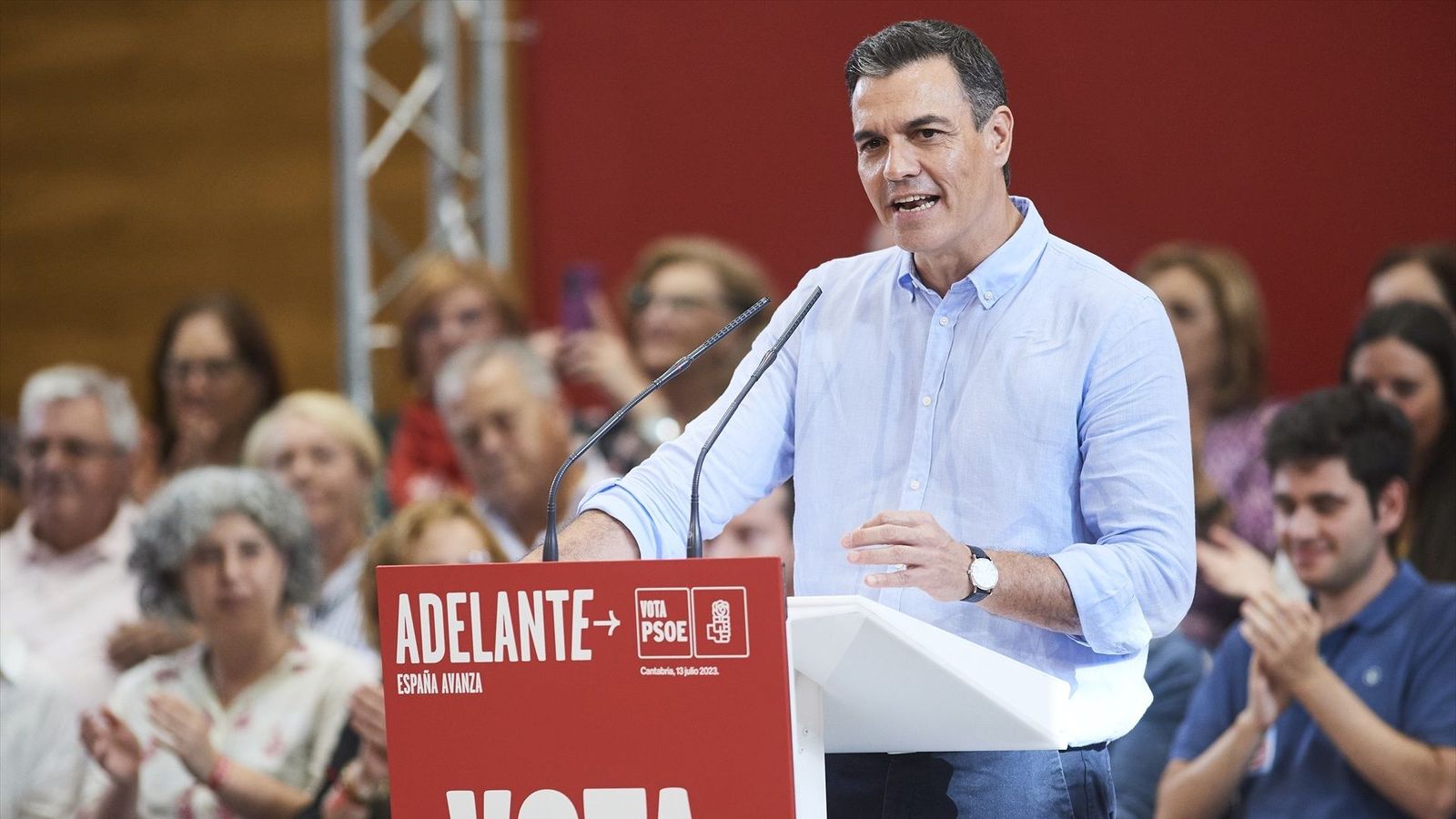 Sánchez, en un míting durant la campanya electoral per al 23J