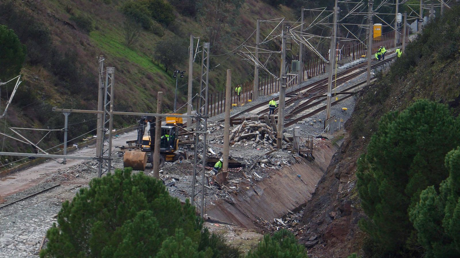 El punt de l'accident després de la retirada dels combois
