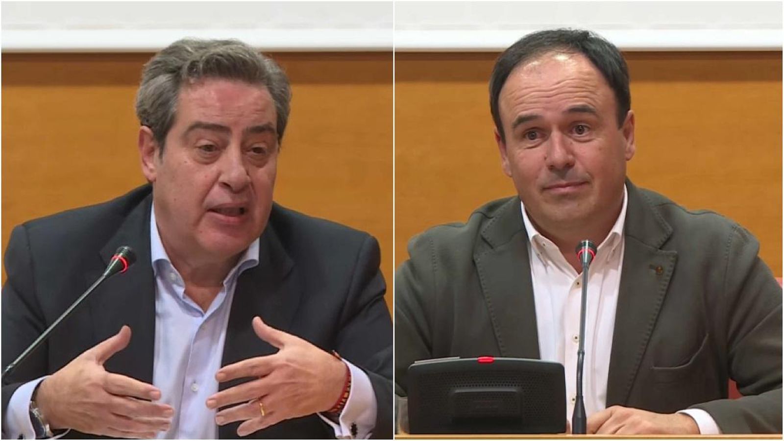 D'esquerra a dreta, els síndics de Voz José María Llanos i del PP Juanfran Pérez Llorca