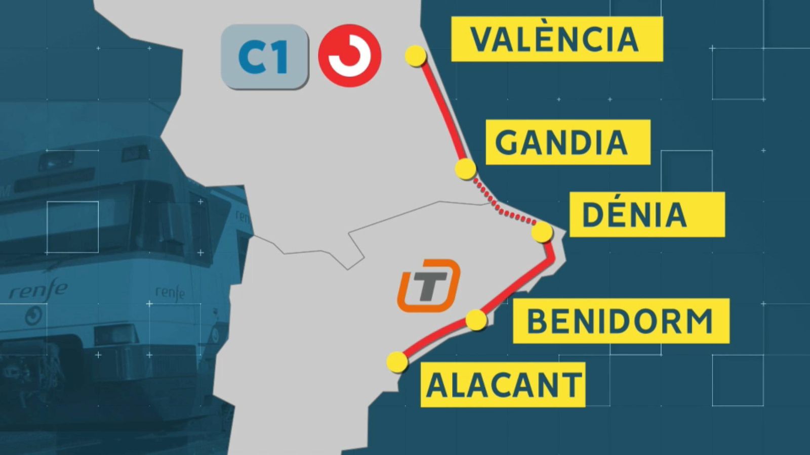 En línia discontínua, el tram que cobrirà el tramvia projectat per la Generalitat En línia discontínua, el tram que cobrirà el tramvia projectat per la Generalitat