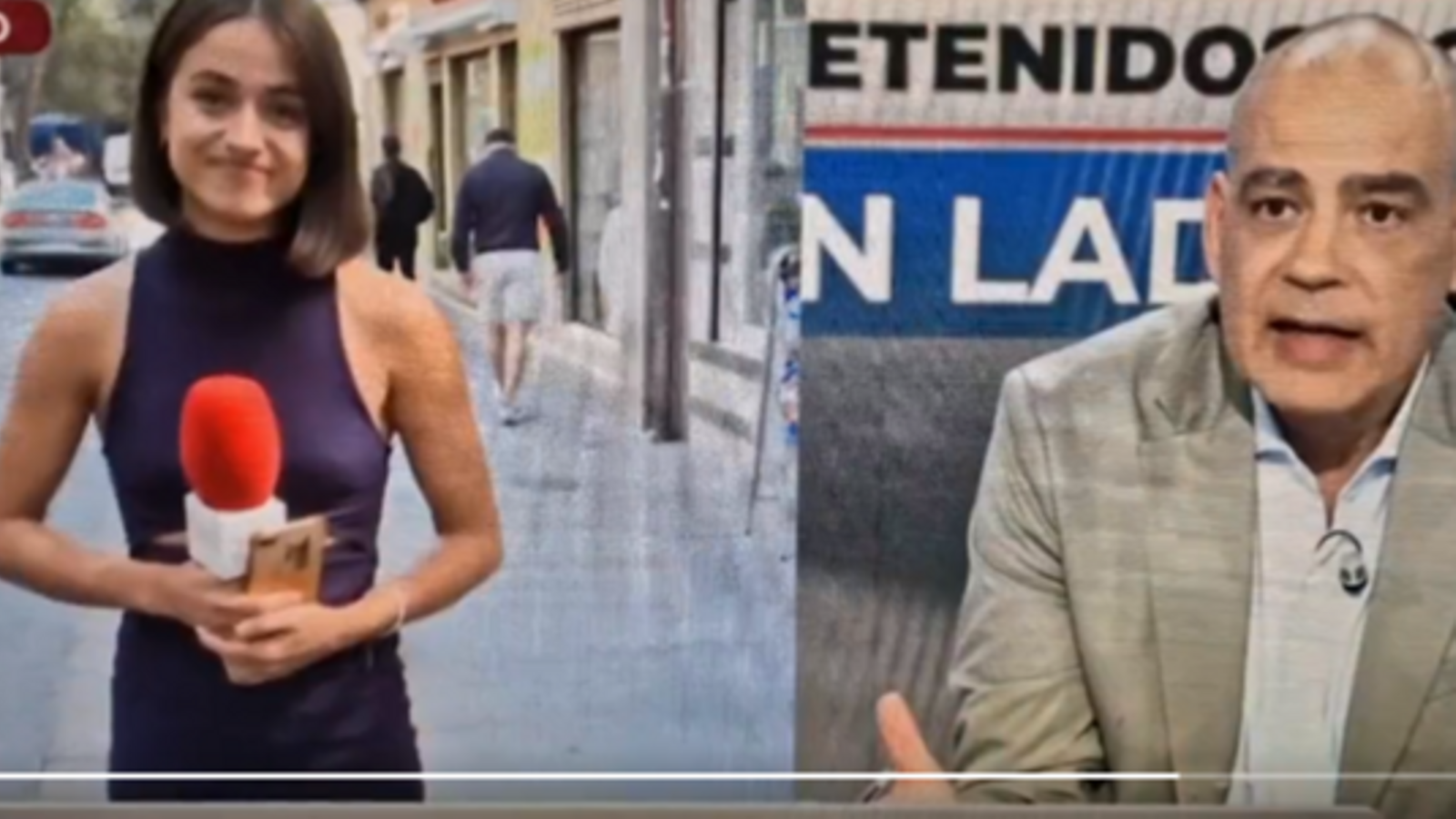 La periodista, Isa Balado (dreta), després de l'agressió La periodista, Isa Balado (dreta), després de l'agressió
