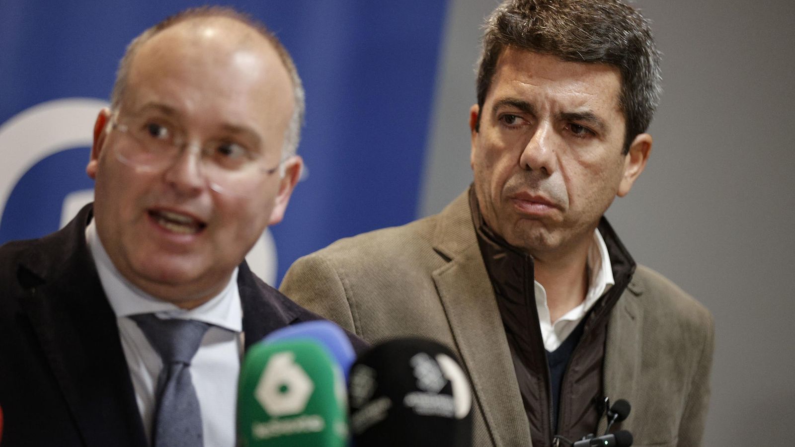 Miguel Tellado i Carlos Mazón en la compareixença posterior a l'Executiva del PPCV