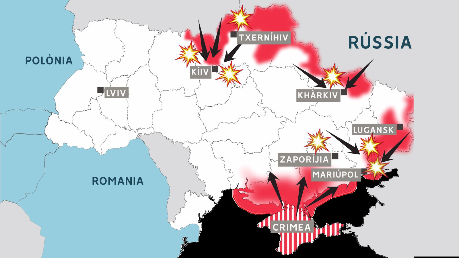 Ciutats ucraïneses que concentren els últims atacs de l'exèrcit rus