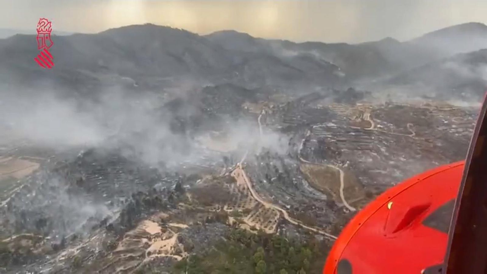 Imatges aèries del perímetre cremat a l'incendi forestal d'Assuévar
