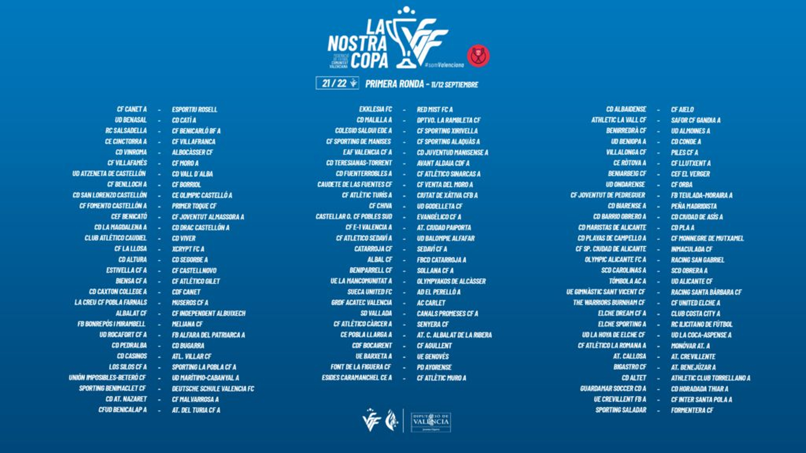 Emparellaments de la primera ronda de la Nostra Copa