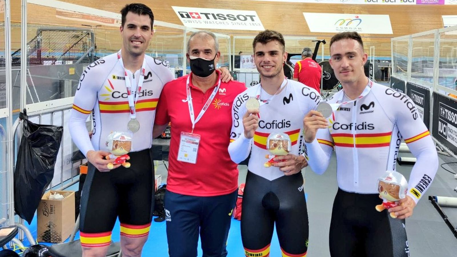 L'equip espanyol, amb la medalla de plata