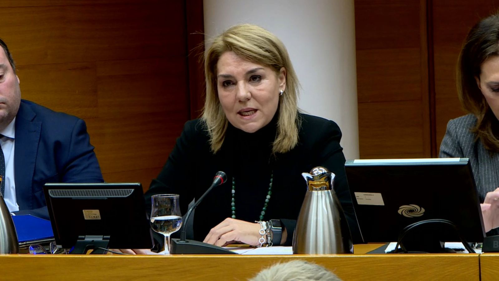 La vicepresidenta i consellera de Serveis Socials Susana Camarero, en la comissió