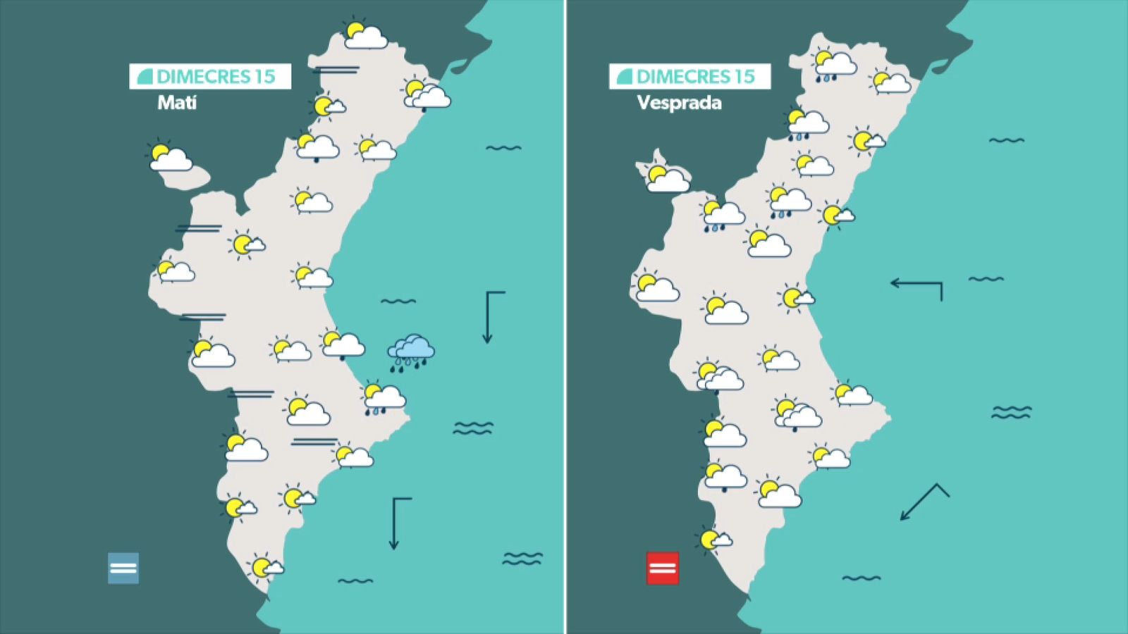 La previsió dimecres 15 d'octubre