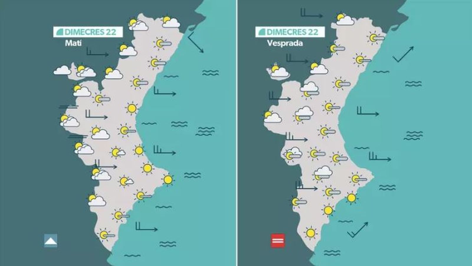 La previsió de dimecres 22 d'octubre