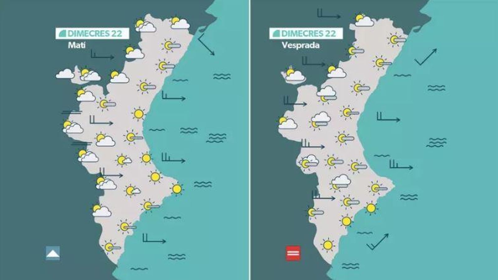 La previsió de dimecres 22 d'octubre