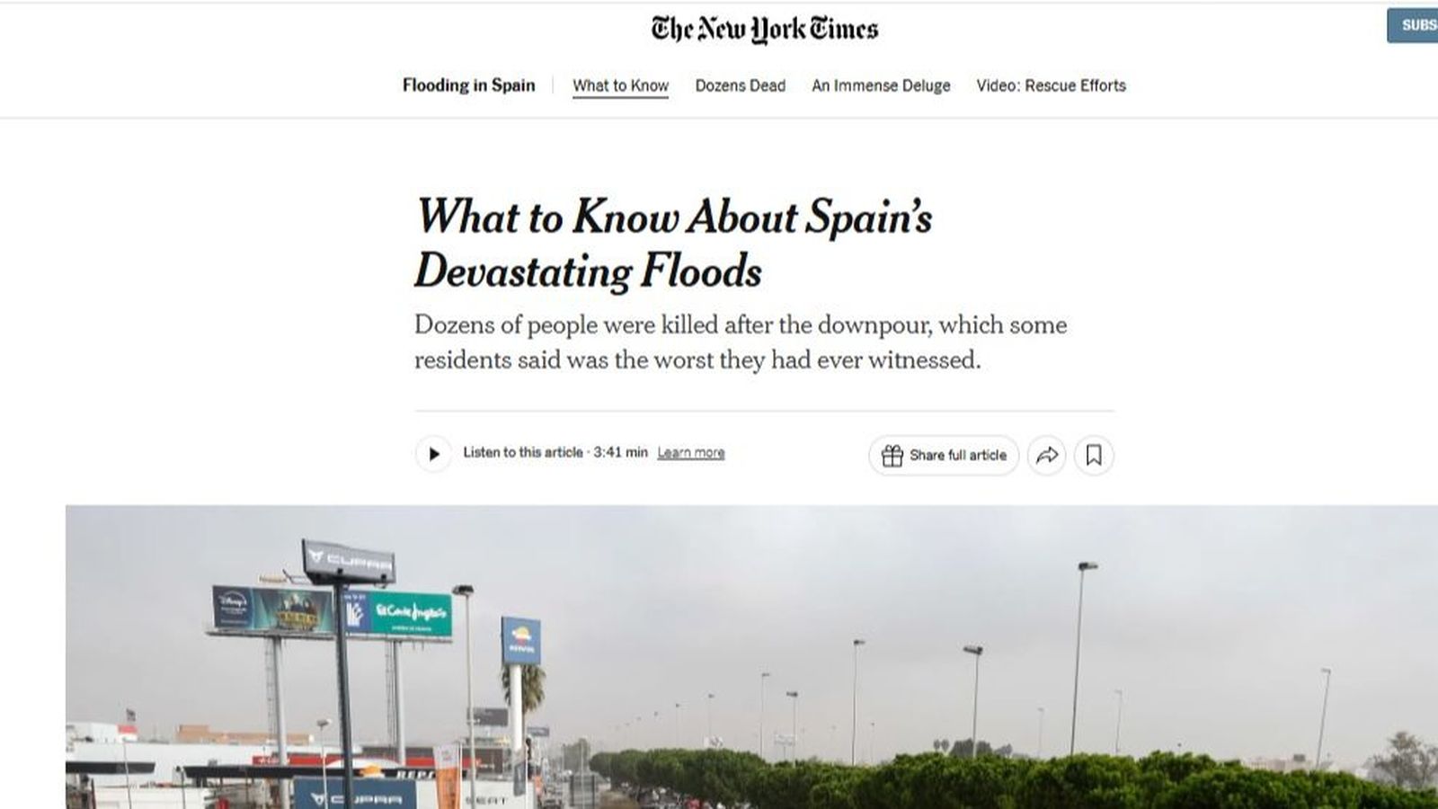Un article dels publicats a 'The New York Times', que resumeix la situació viscuda a la Comunitat Valenciana