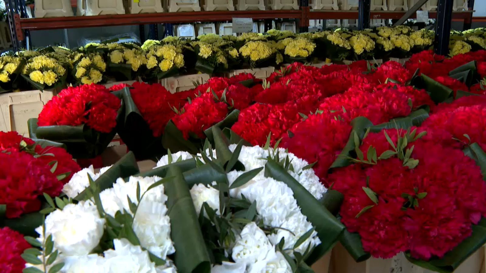 Treball a estall a les floristeries per a arribar a l'Ofrena