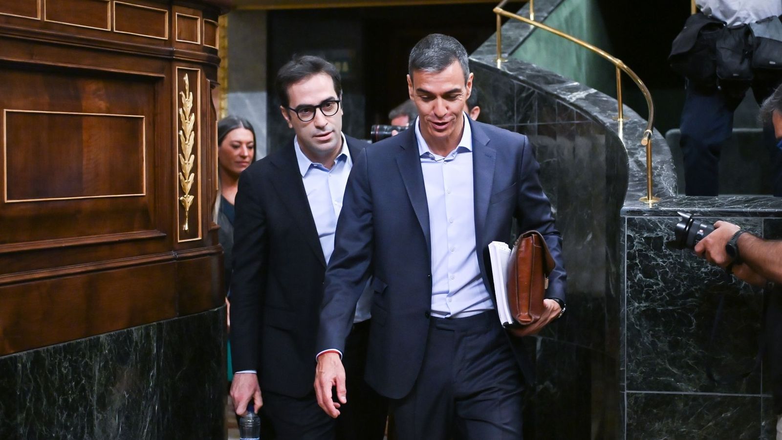 El vicepresident primer i ministre d'Economia, Carlos Cuerpo, amb el president, Pedro Sánchez, el passat dimecres al Congrés