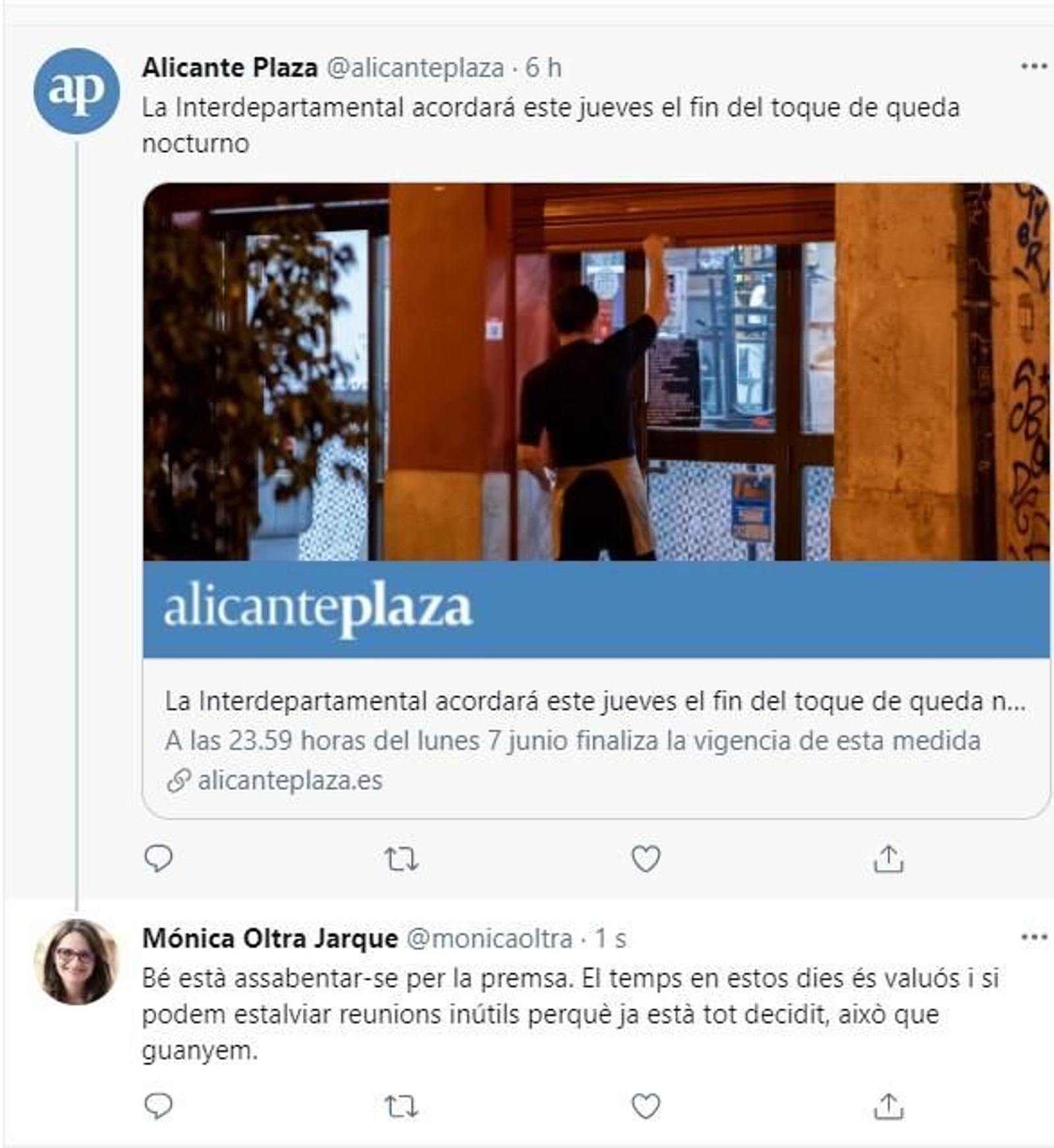 Comentari d'Oltra a les xarxes