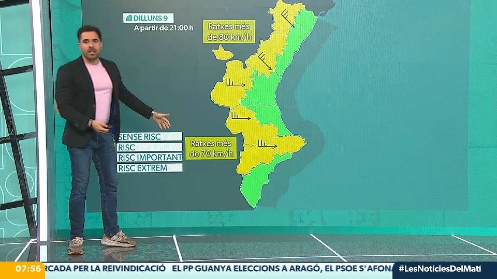 L'alerta per vent este dilluns 9 de febrer