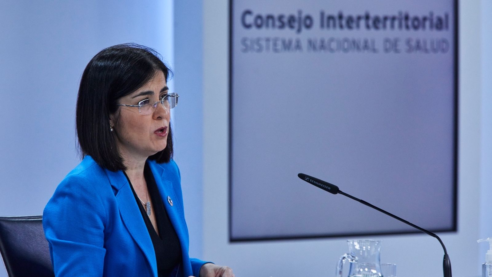 La ministra de Sanitat, Carolina Darias, durant la roda de premsa posterior a la reunió del Consell Interterritorial de Sanitat