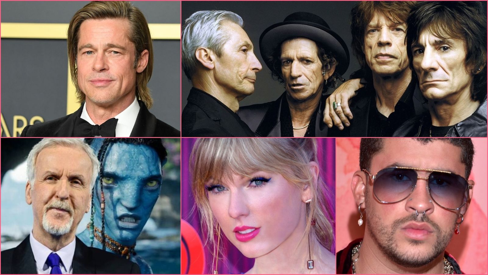 Brad Pitt, Rolling Stones, James Cameron, Taylor Swift i Bad Bunny ocupen els següents llocs de la llista.