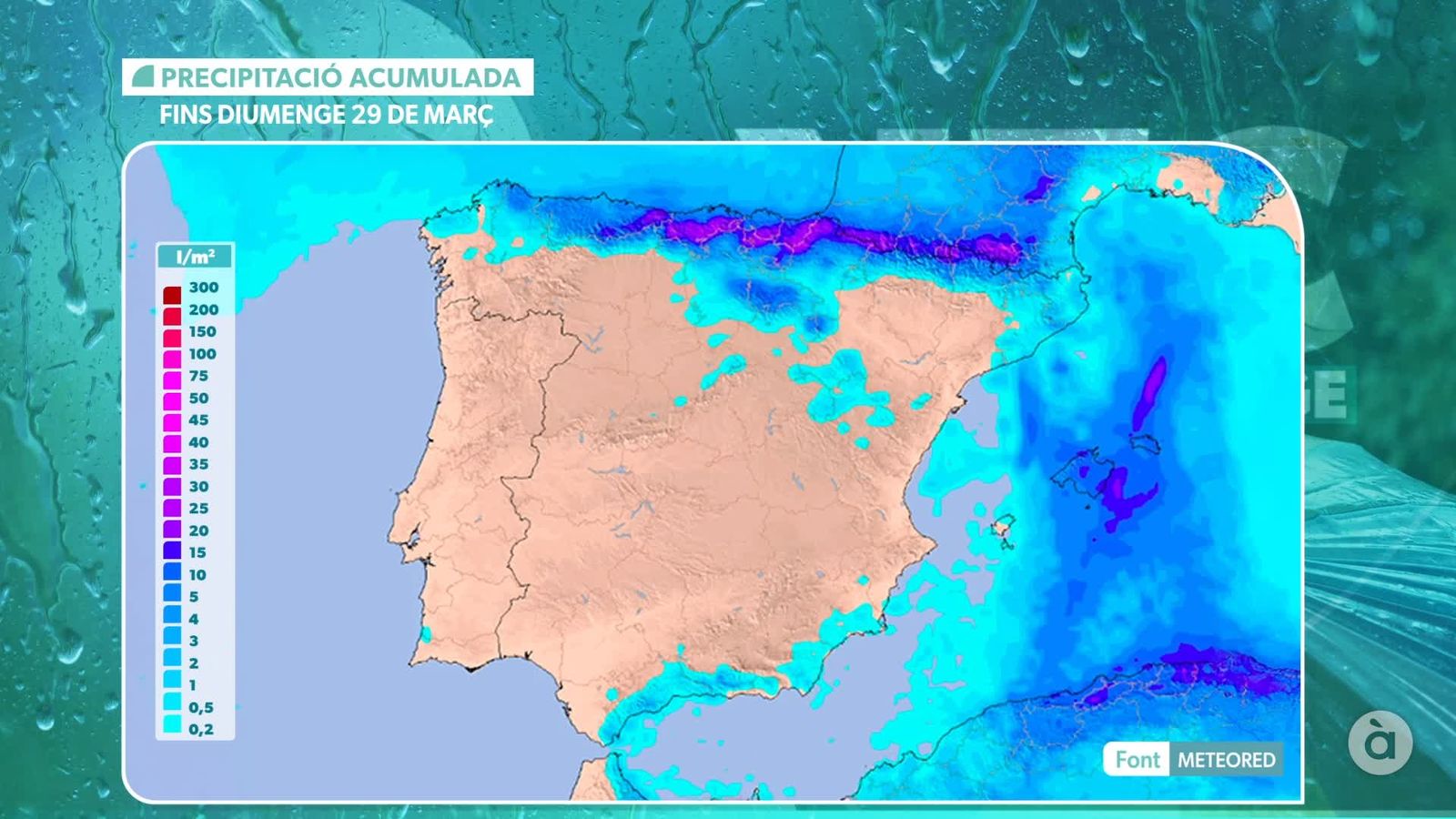 Pluja acumulada prevista de dimecres 25 a diumenge 29