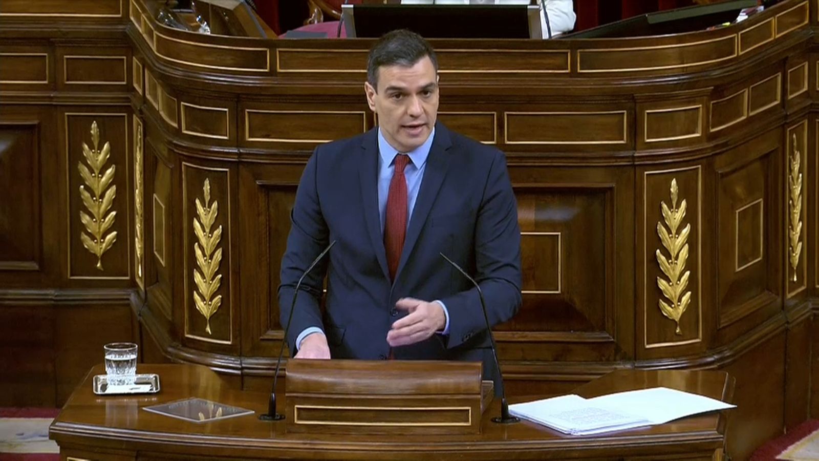Pedro Sánchez, durant la compareixença al Congrés