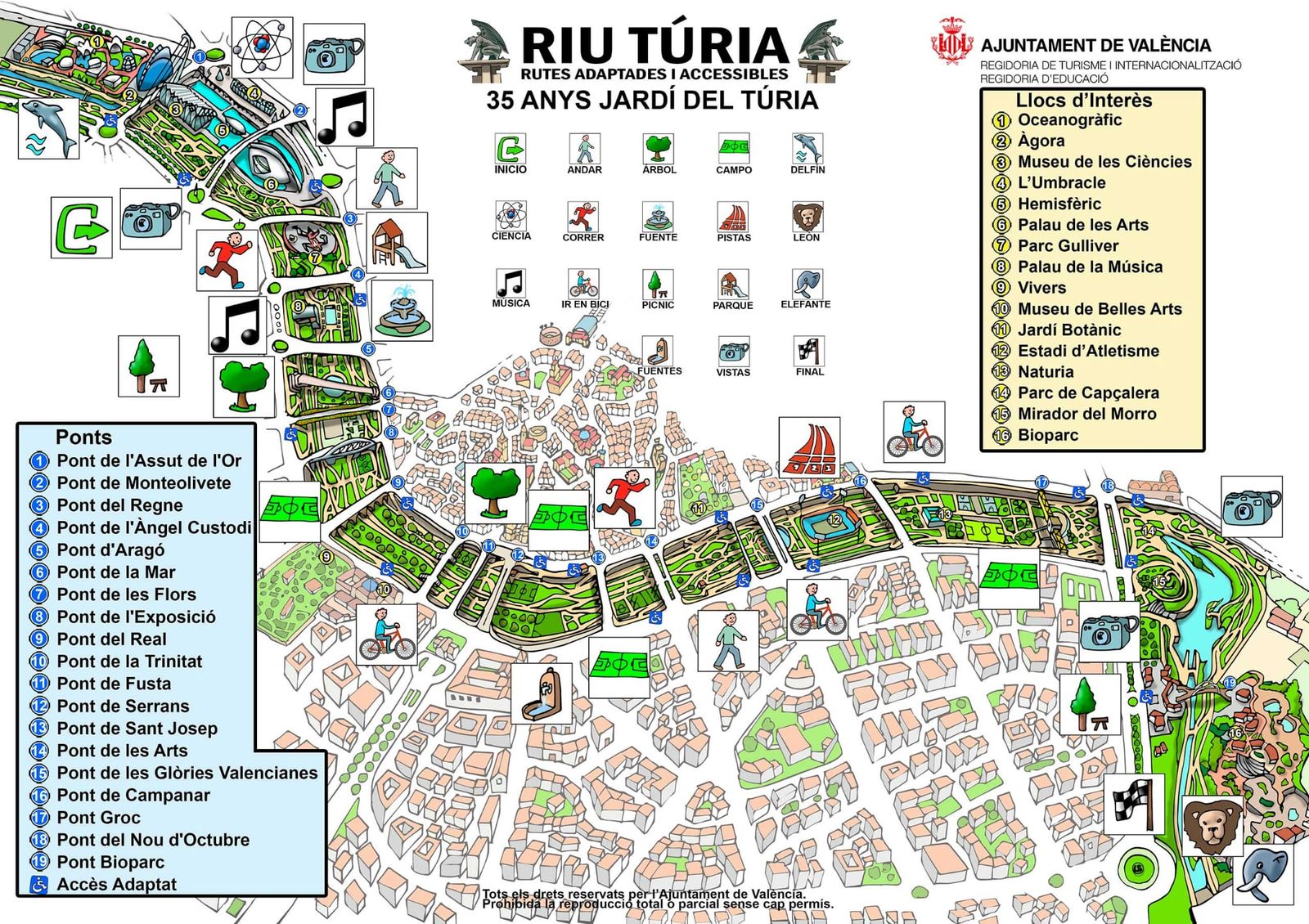 Mapa il·lustrat del Jardí del Túria